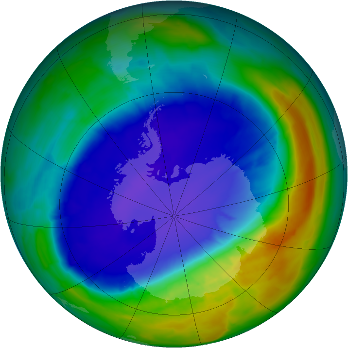 Antarctic ozone map for 18 September 2013